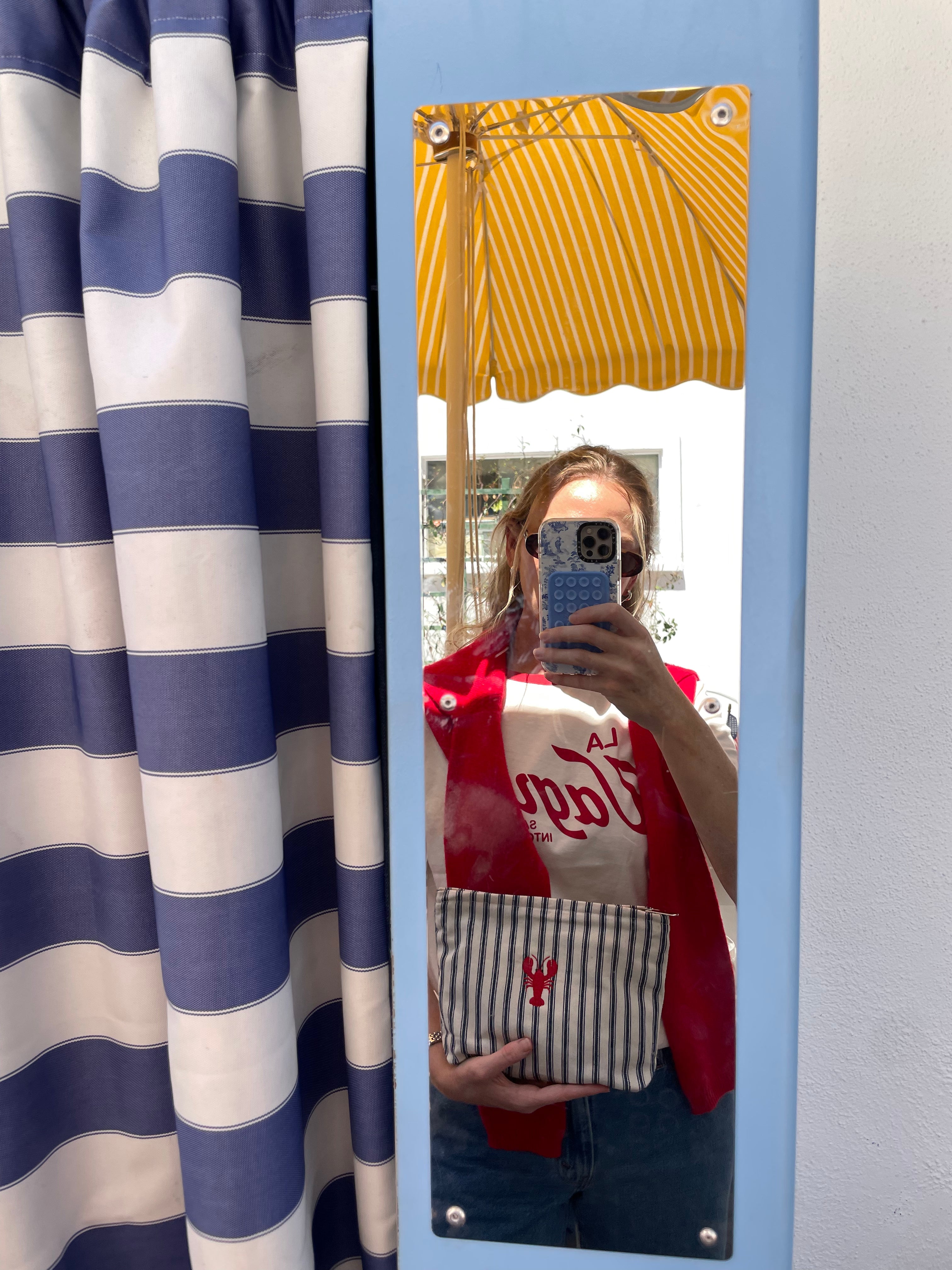 Ticking Stripe Makeup Bag