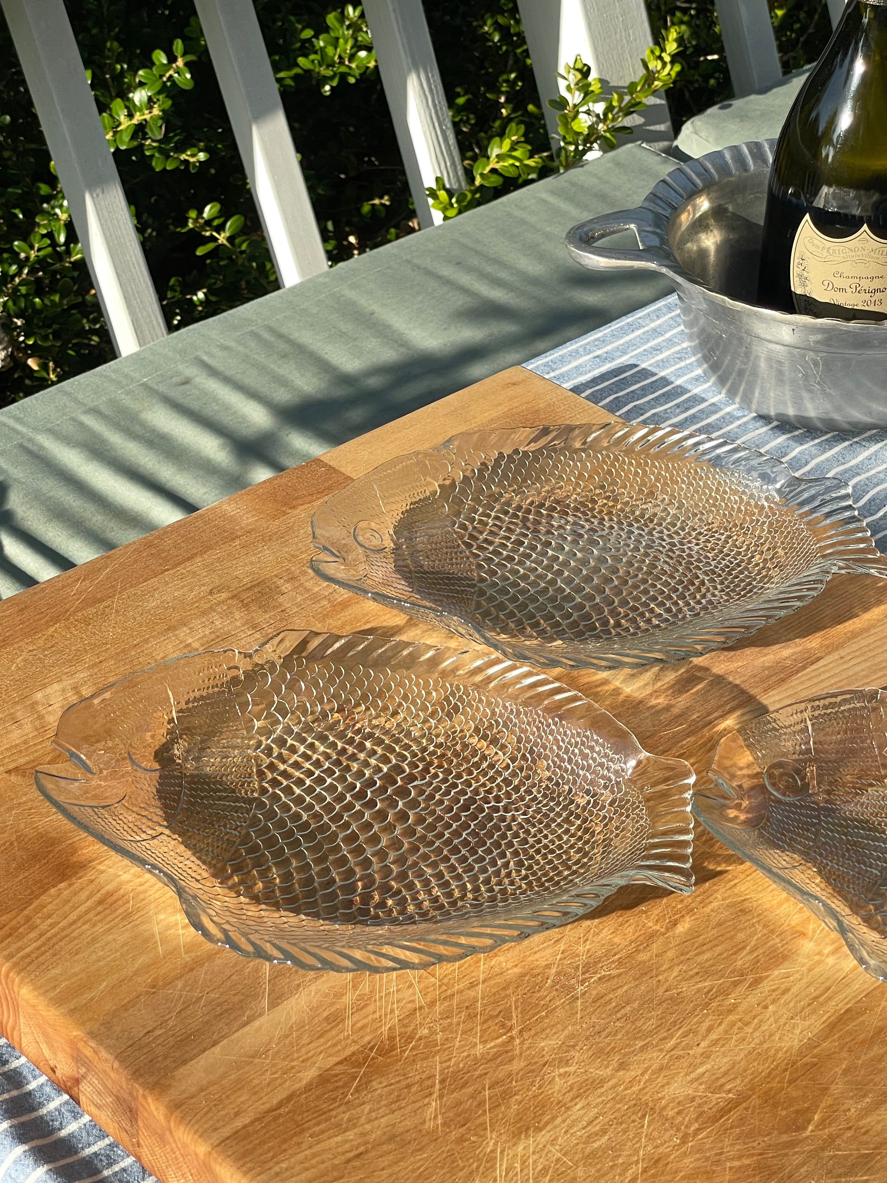 Coastal Catch Glass Plates, Set of 3