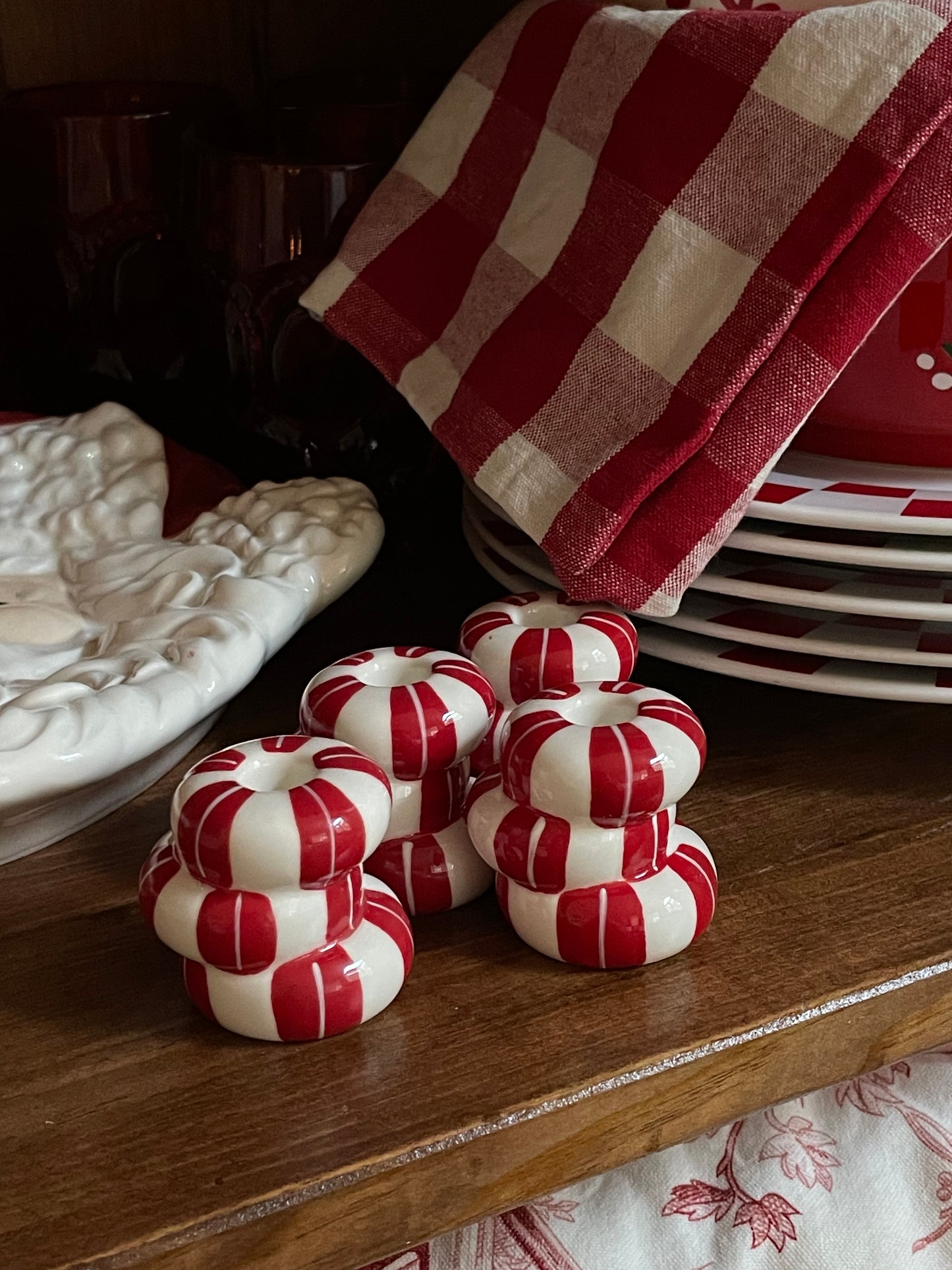 Peppermint Candlesticks, Set of 4