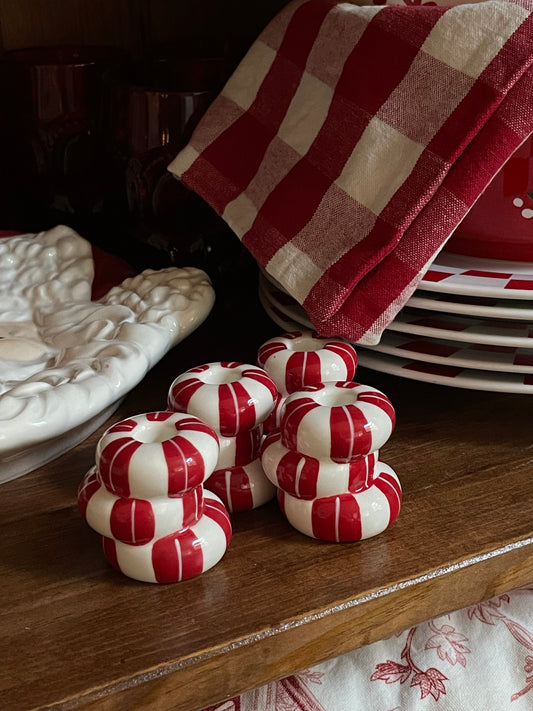 Peppermint Candlesticks, Set of 4