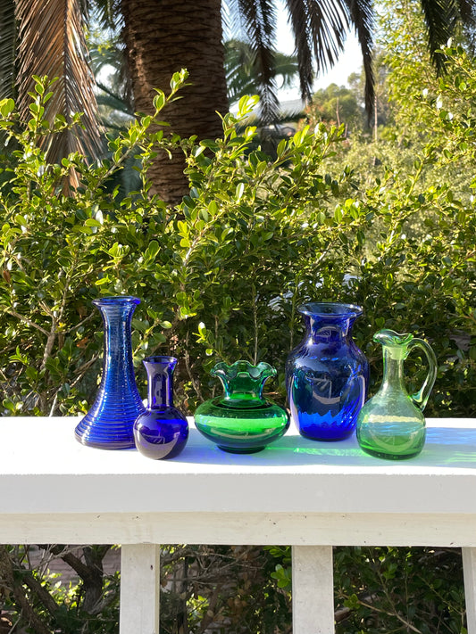 Sea Glass Bud Vase Collection, set of 5