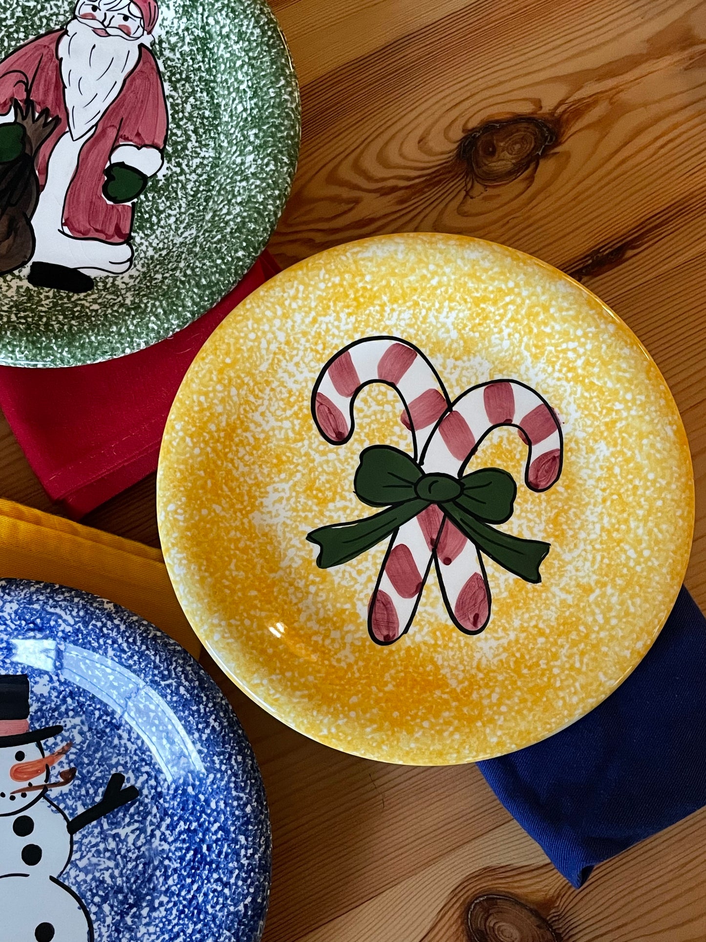 Yuletide Sponge-Paint Plates, Set of 4