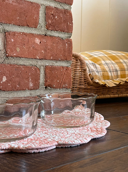 Scalloped Glass Pet Bowls, Set of 2