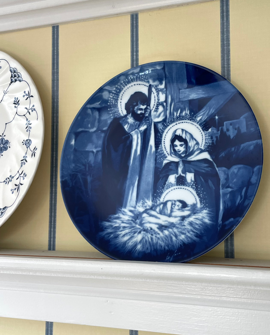 Holy Night Blue & White Decorative Plate