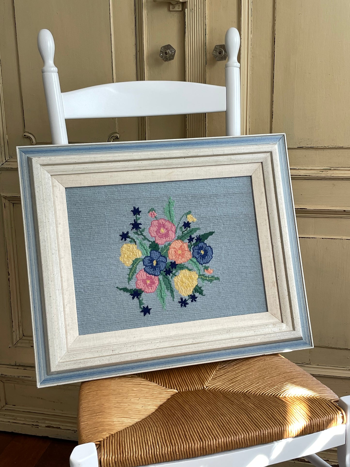 Bouquet Needlepoint Framed Art