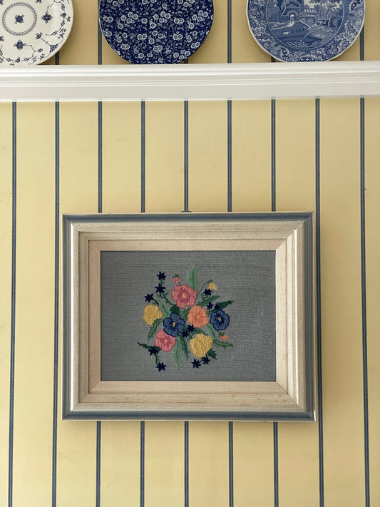 Bouquet Needlepoint Framed Art