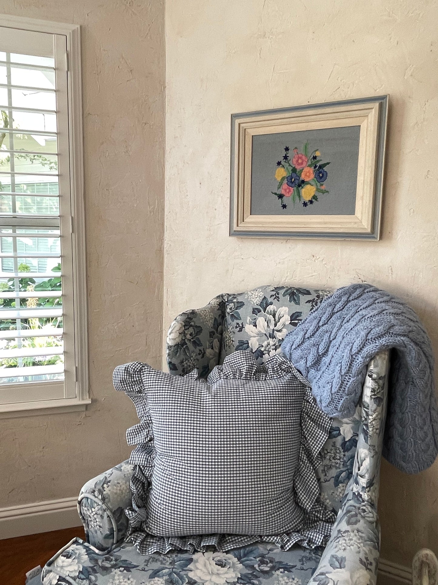 Bouquet Needlepoint Framed Art