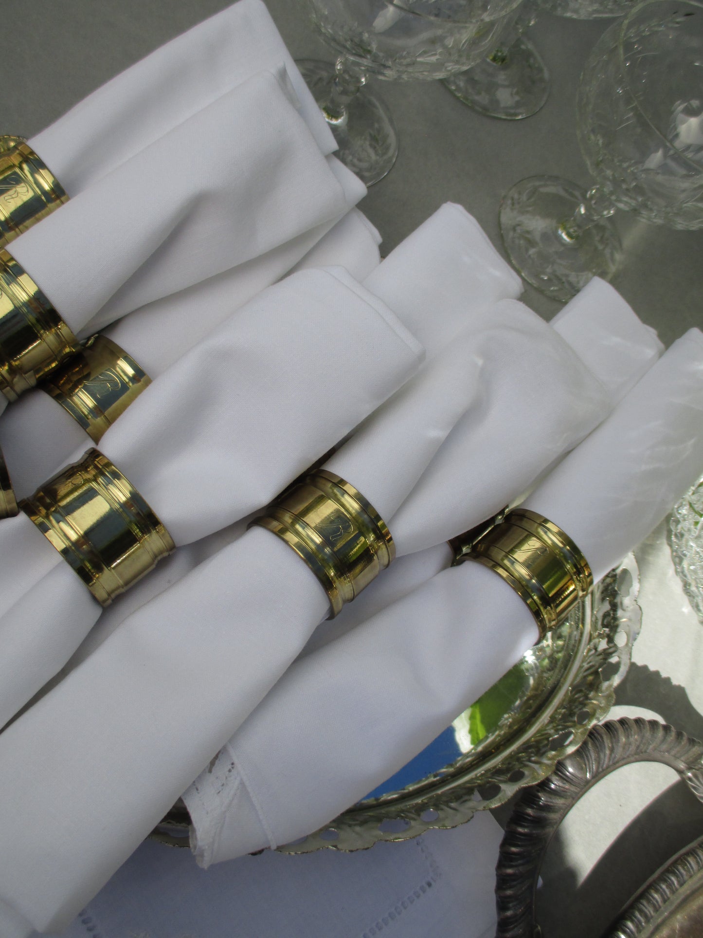 "R" Engraved Napkin Rings, Set of 10