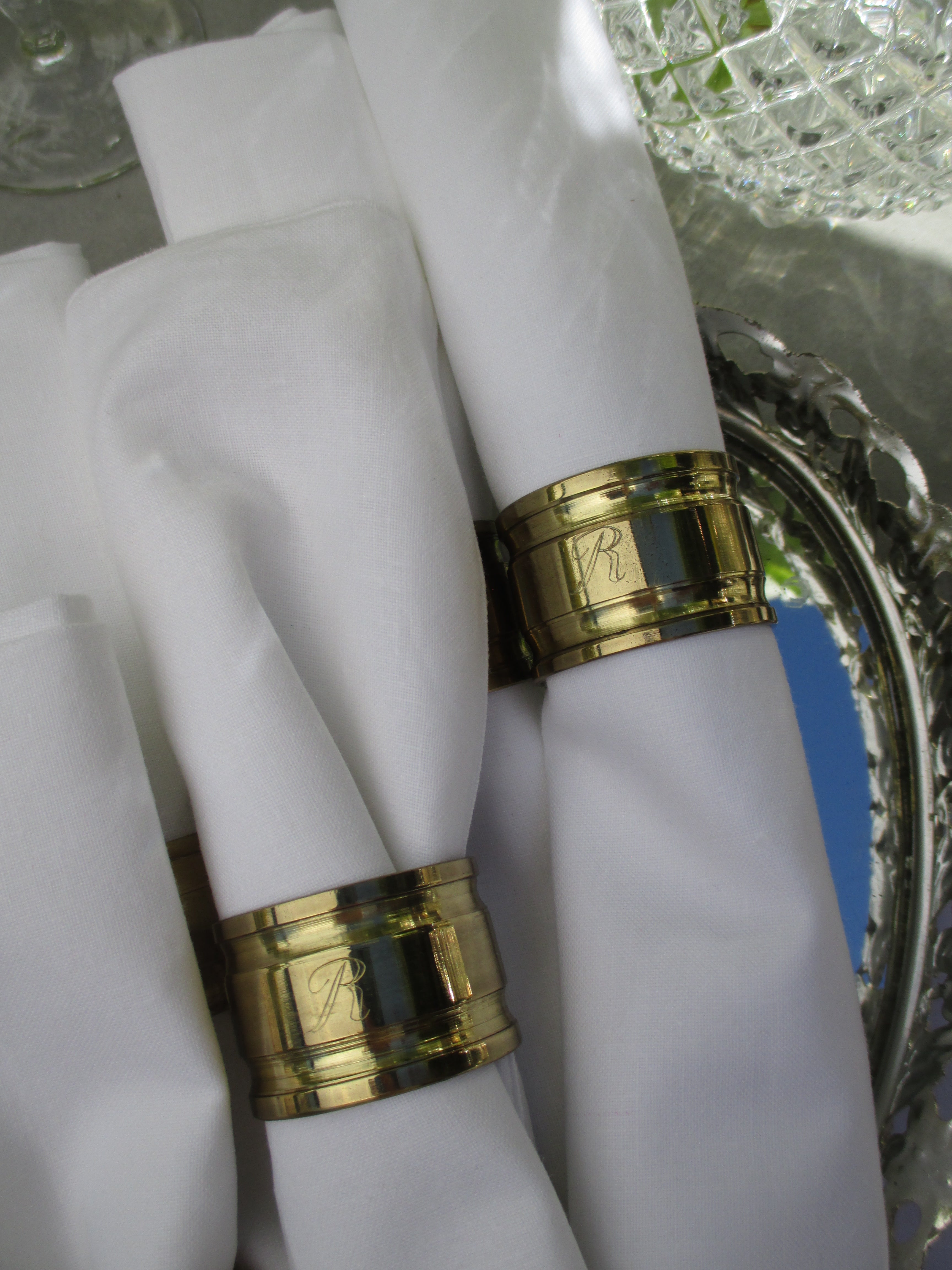 "R" Engraved Napkin Rings, Set of 10