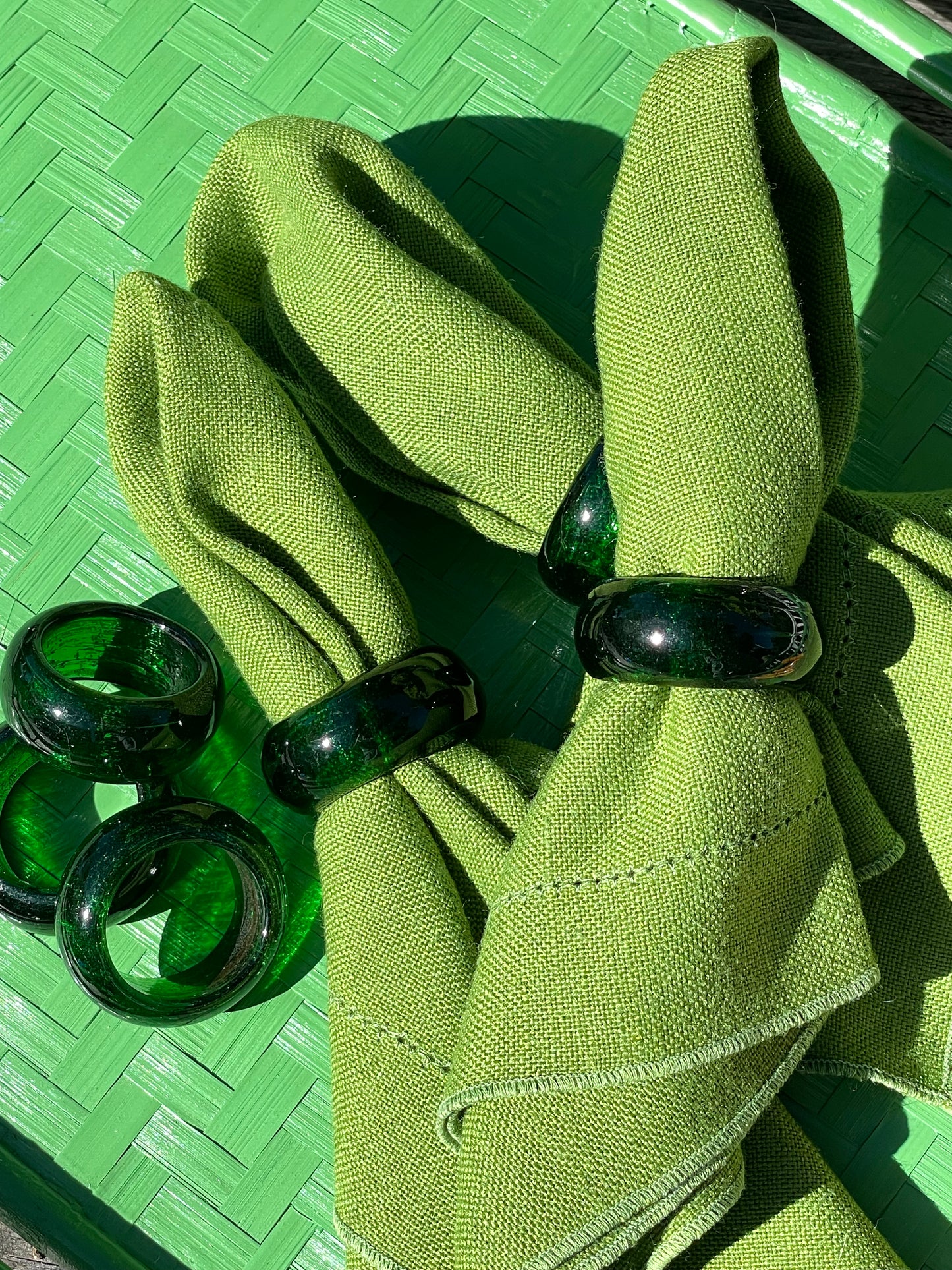 Salt Spray Glass Napkin Rings, Set of 6