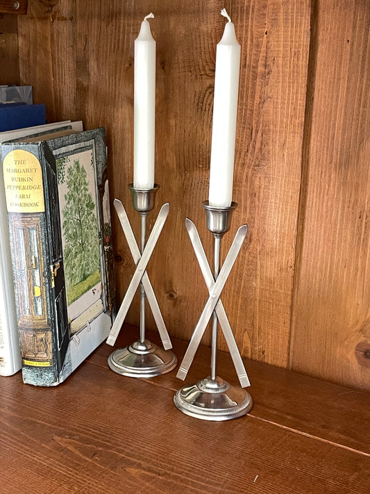 Ski Chalet Candlesticks, Set of 2