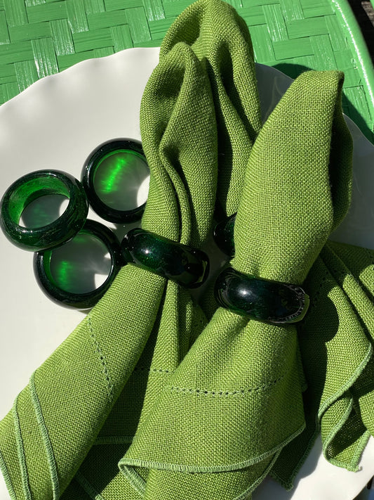 Salt Spray Glass Napkin Rings, Set of 6