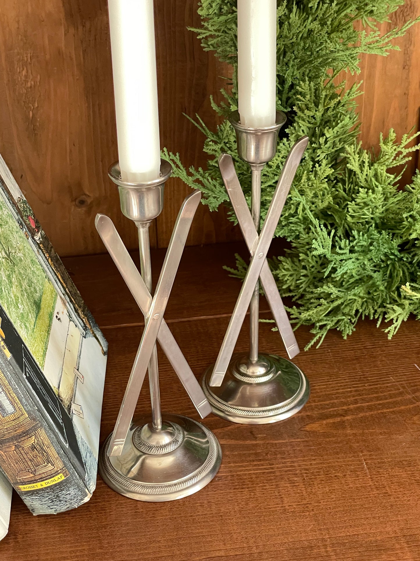 Ski Chalet Candlesticks, Set of 2