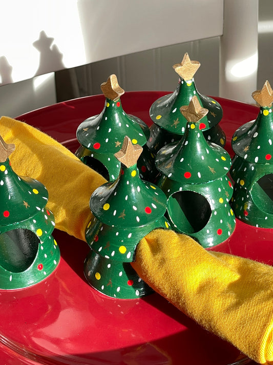 Christmas Tree Farm Napkin Rings, Set of 6