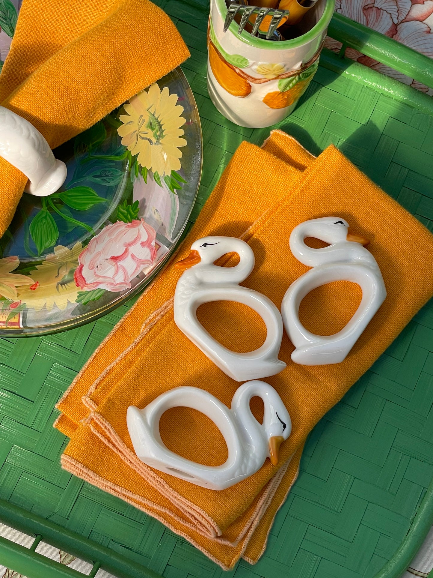 Coscoroba Swan Napkin rings, Set of 4