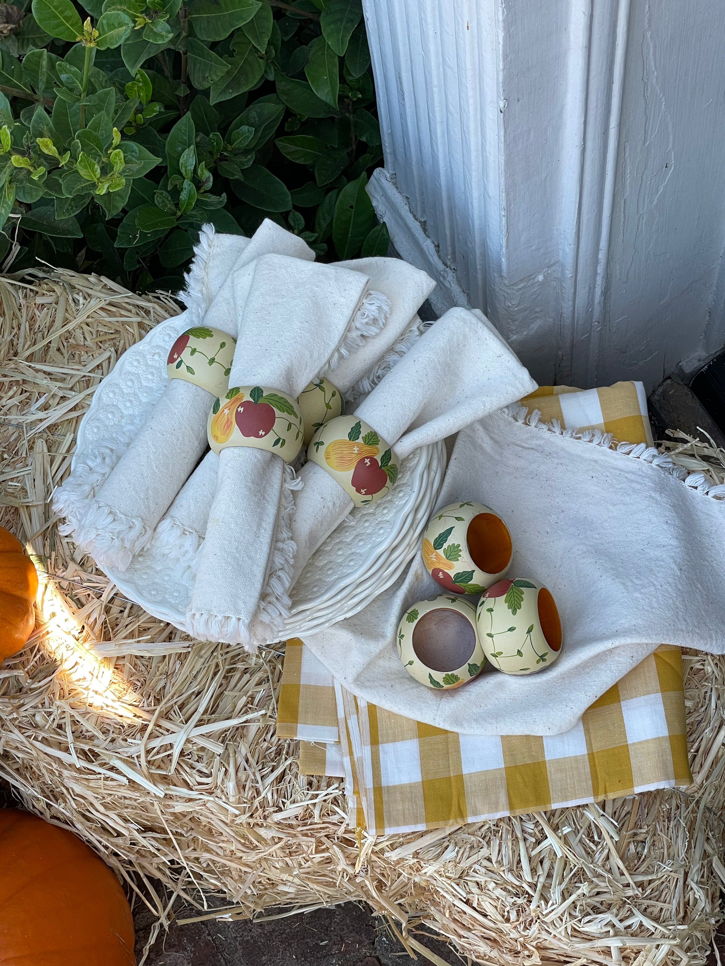 Farm Stand Napkin Rings, Set of 8