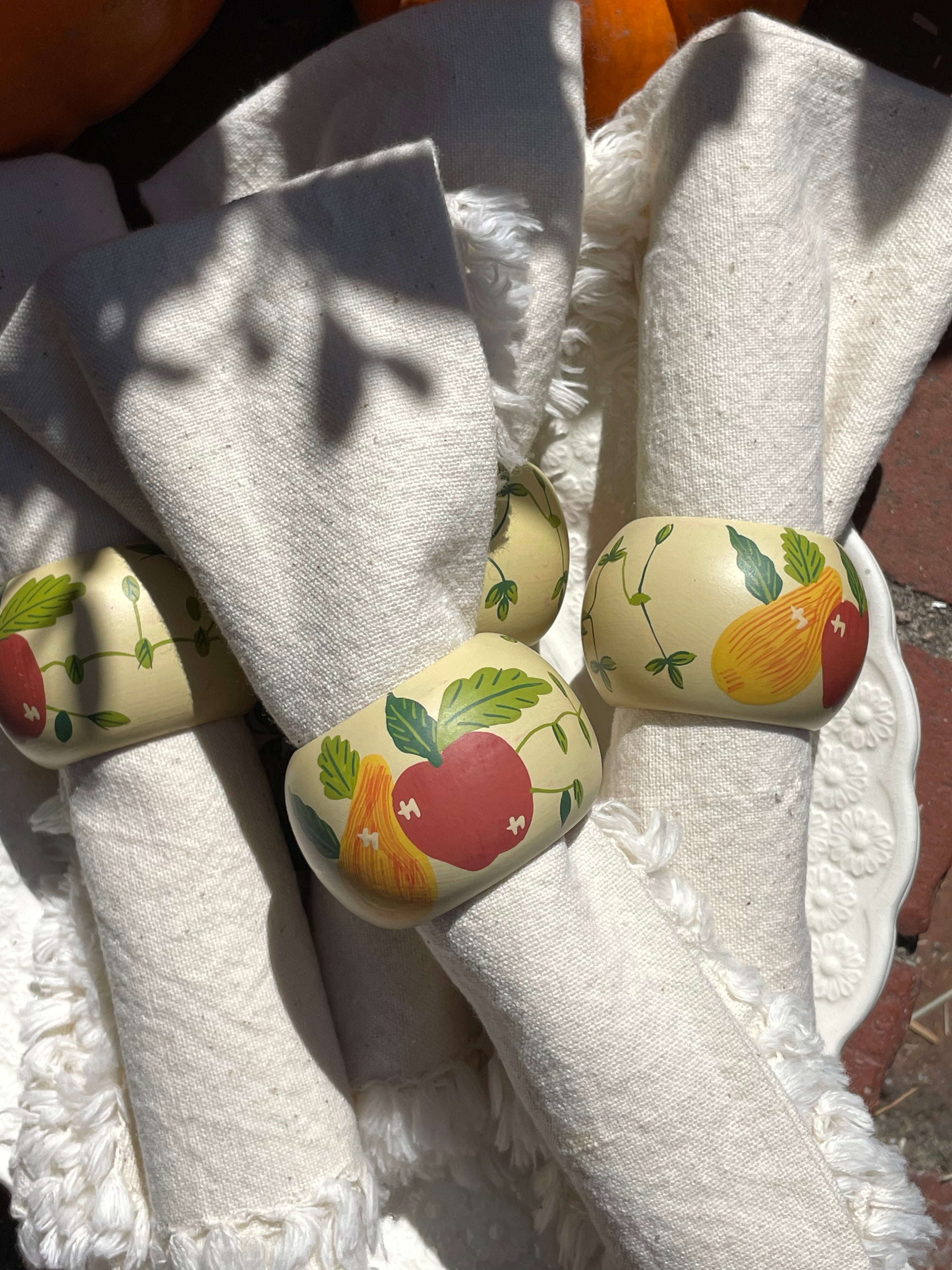 Farm Stand Napkin Rings, Set of 8