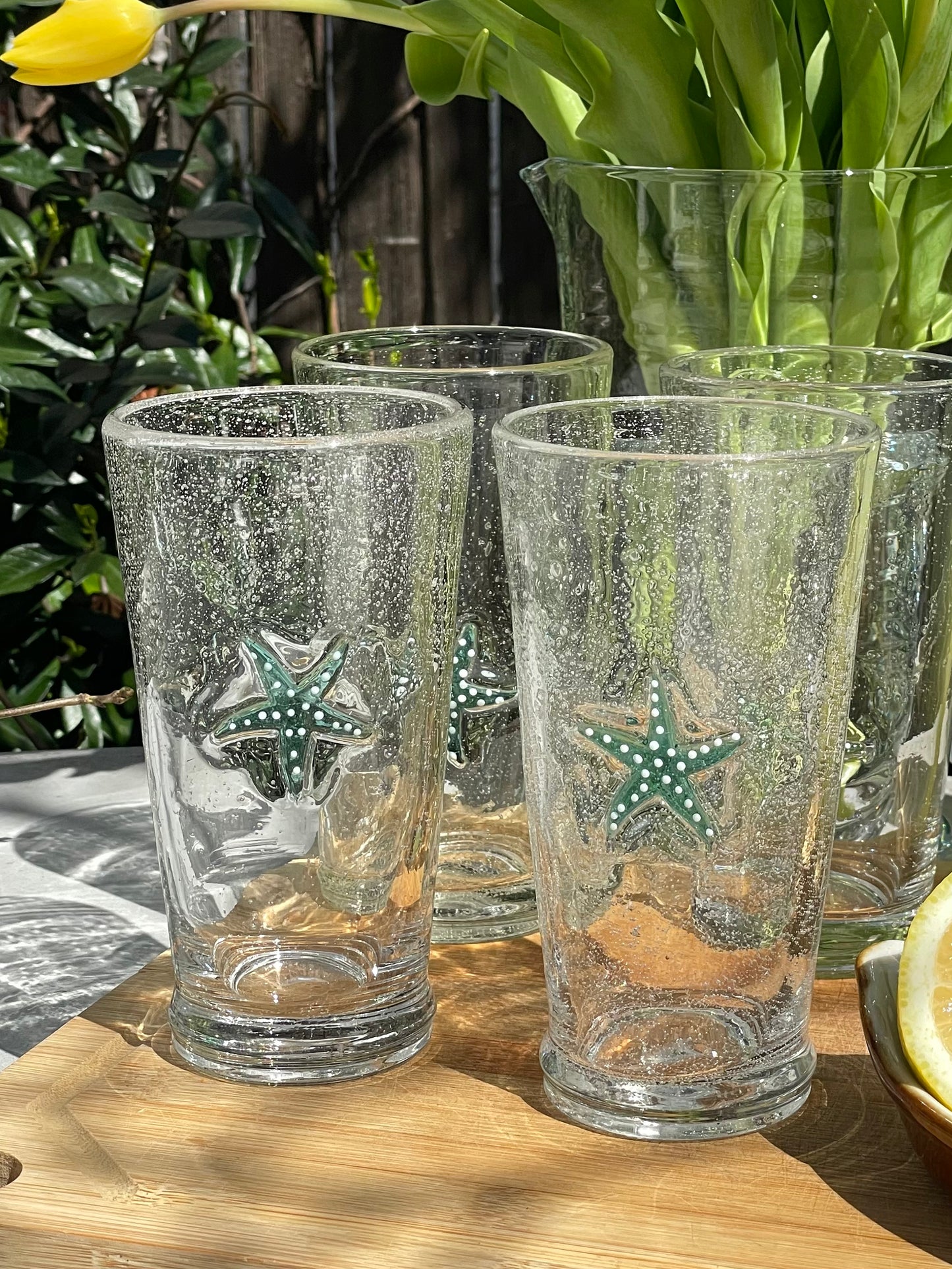 Starfish Blown-Glass Tumblers, Set of 4