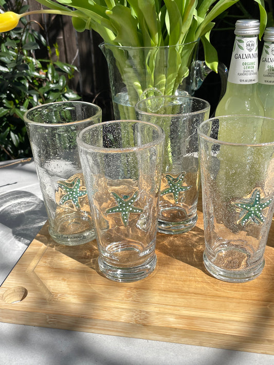 Starfish Blown-Glass Tumblers, Set of 4
