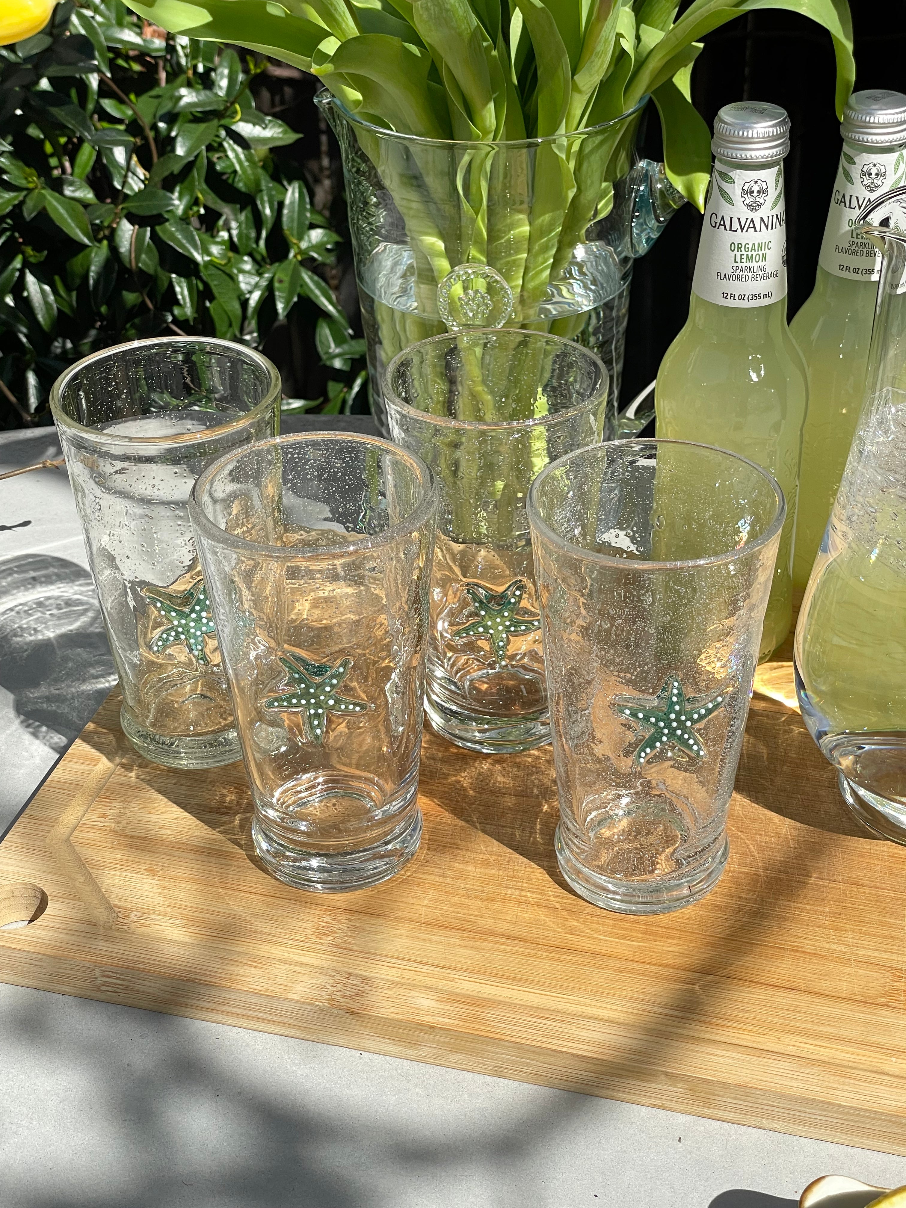 Starfish Blown-Glass Tumblers, Set of 4