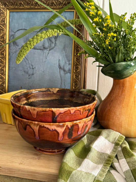 Chestnut Art Pottery Bowls, Set of 2