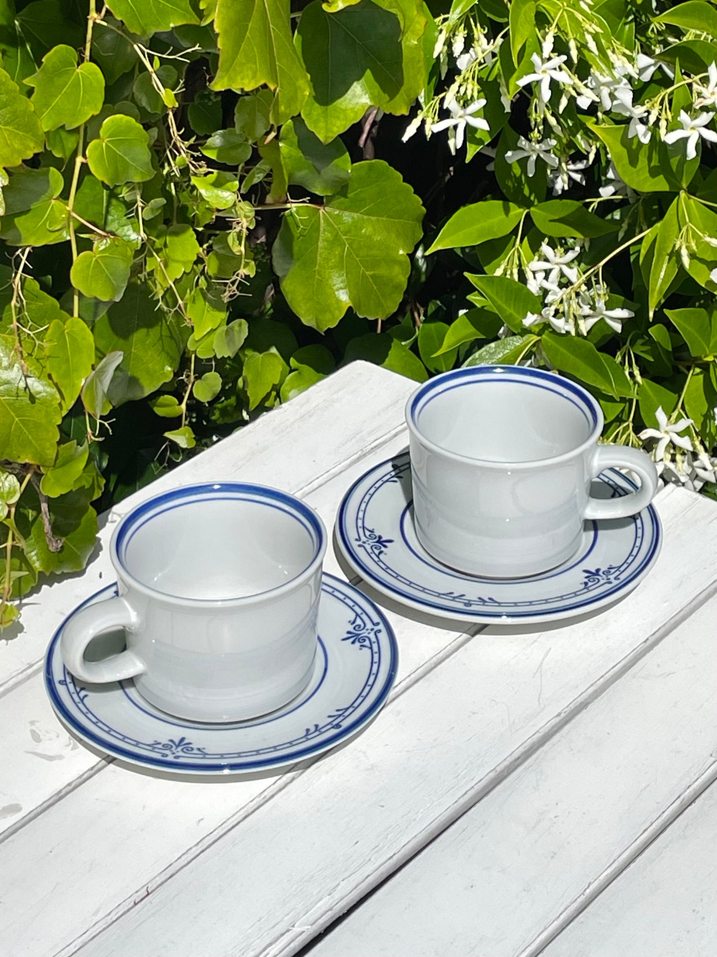 July Teacup & Saucer, Set of 2