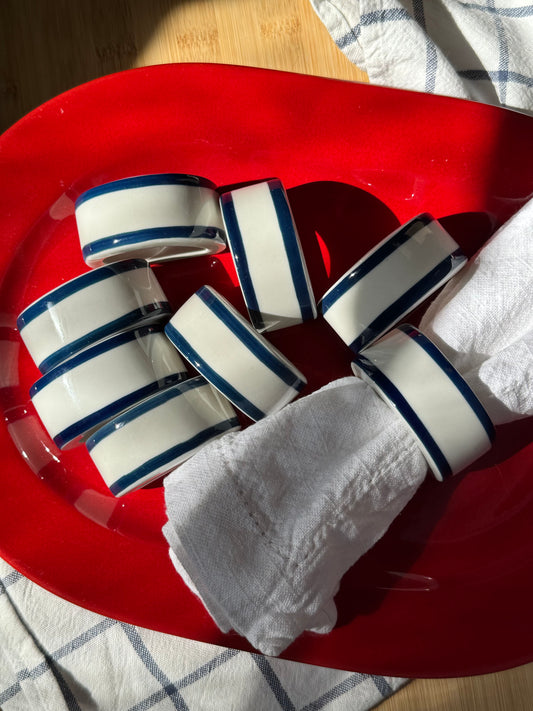 Madison Ceramic Napkin Rings, Set of 8