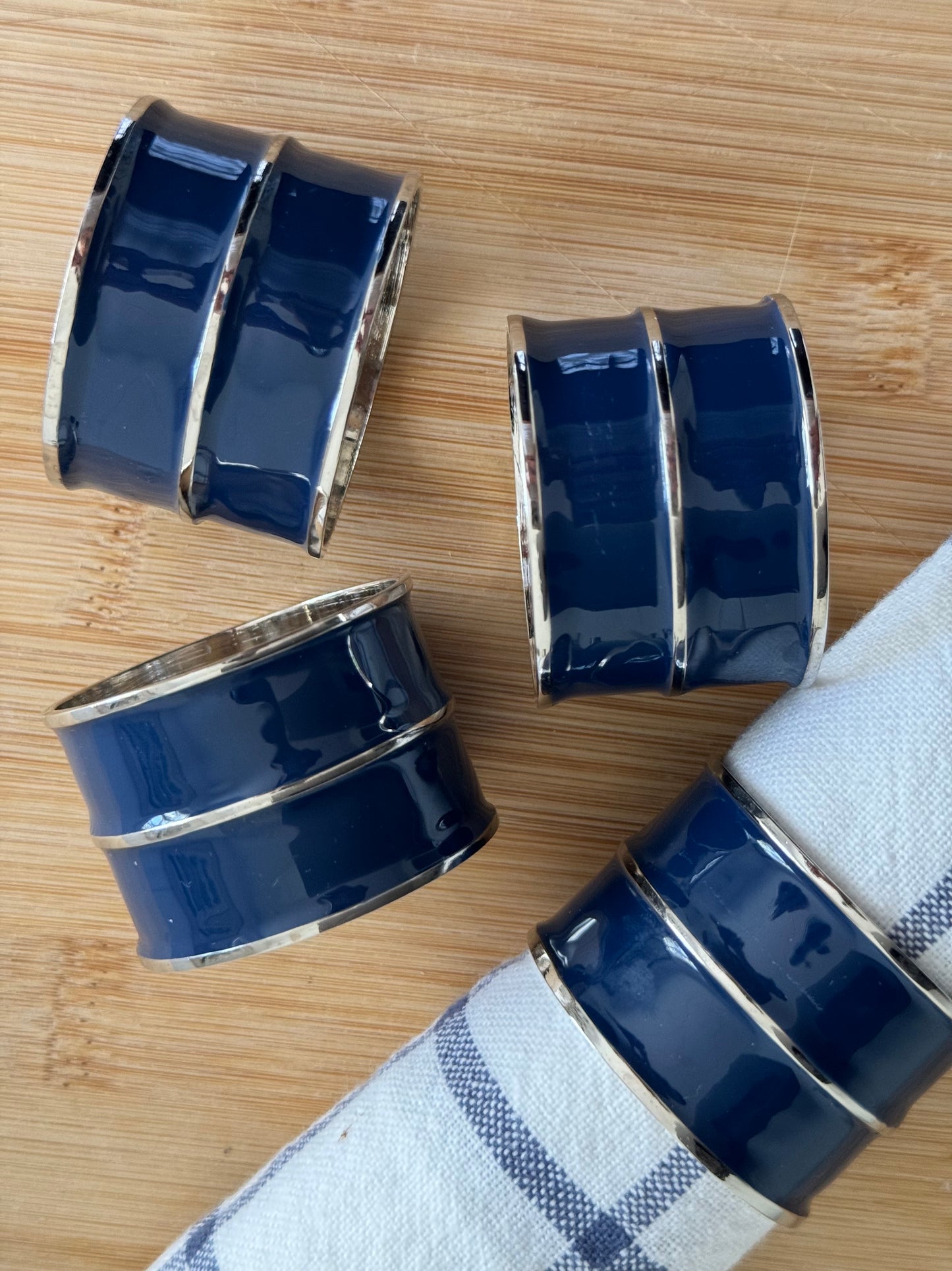 Navy Napkin Rings, Set of 4