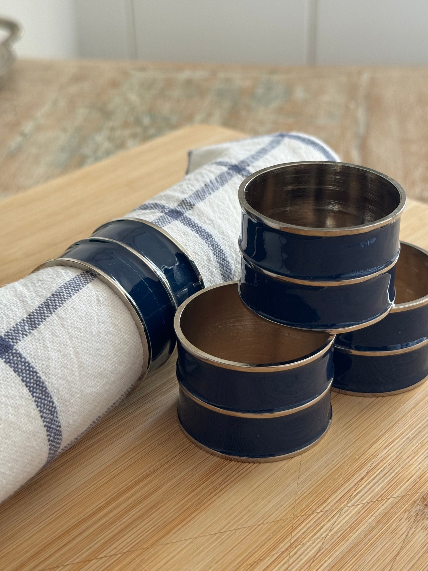 Navy Napkin Rings, Set of 4