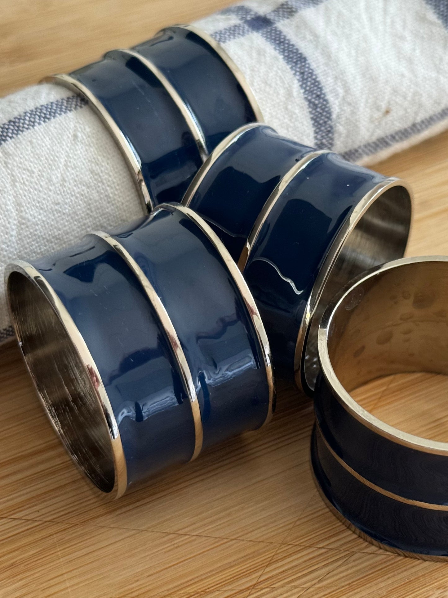 Navy Napkin Rings, Set of 4