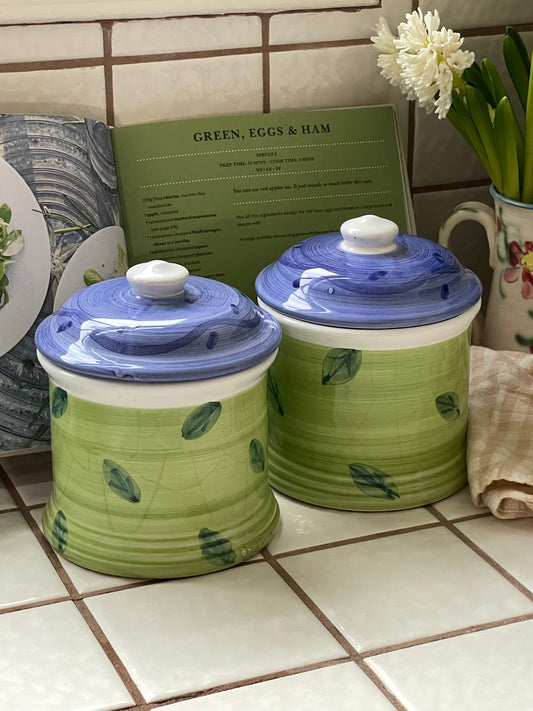 Hyacinth Ceramic Canisters, Set of 2