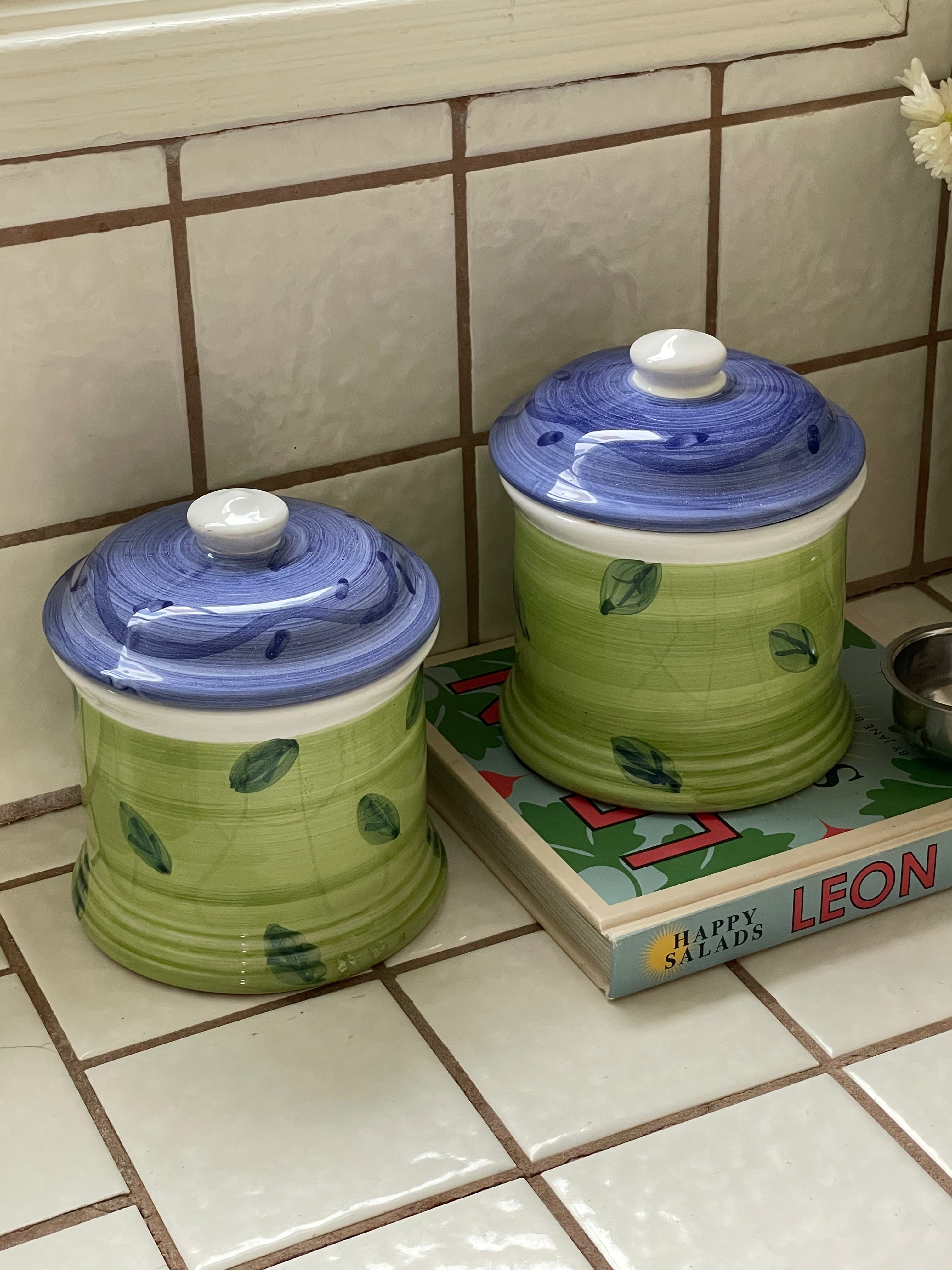 Hyacinth Ceramic Canisters, Set of 2