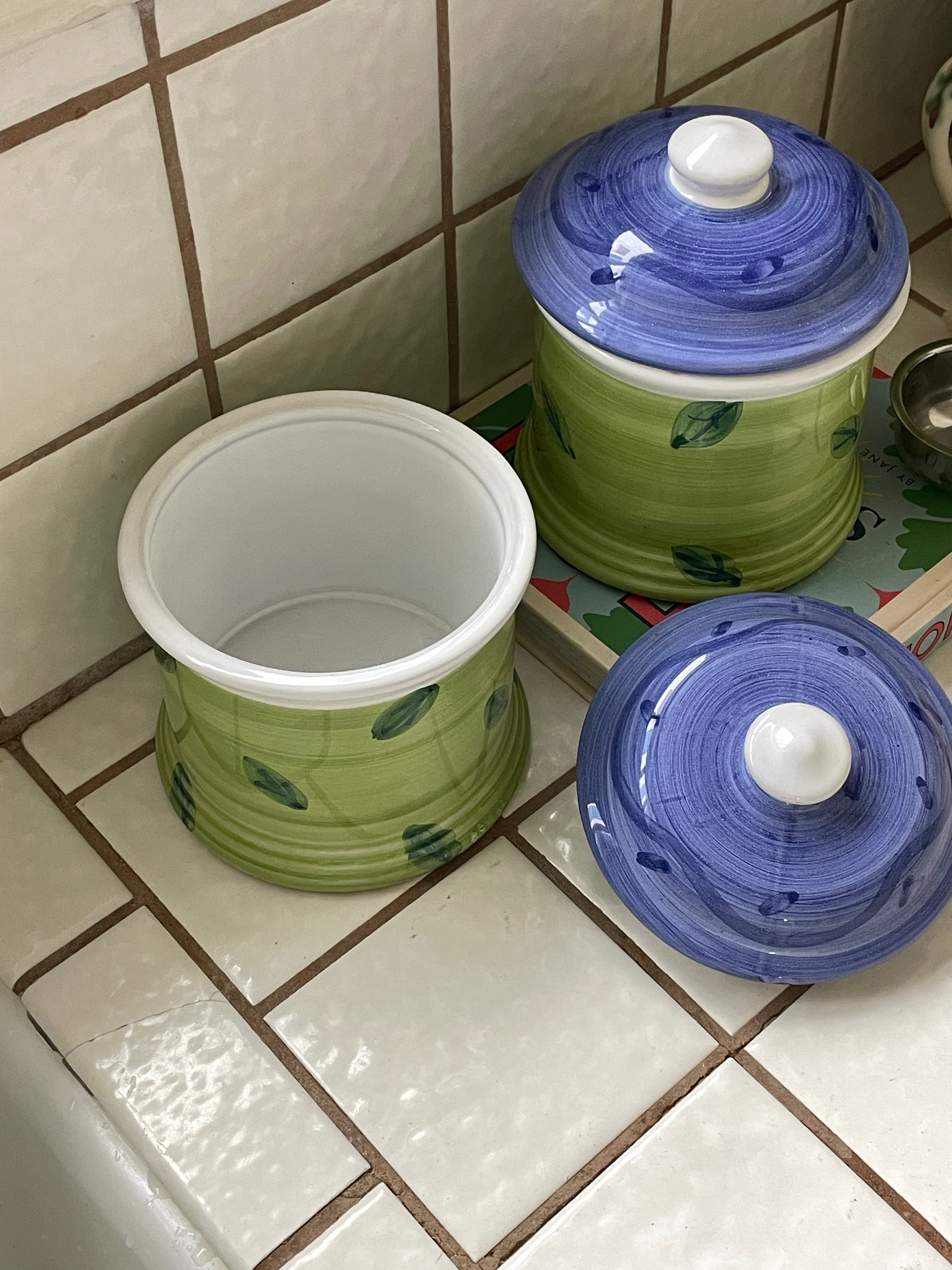 Hyacinth Ceramic Canisters, Set of 2