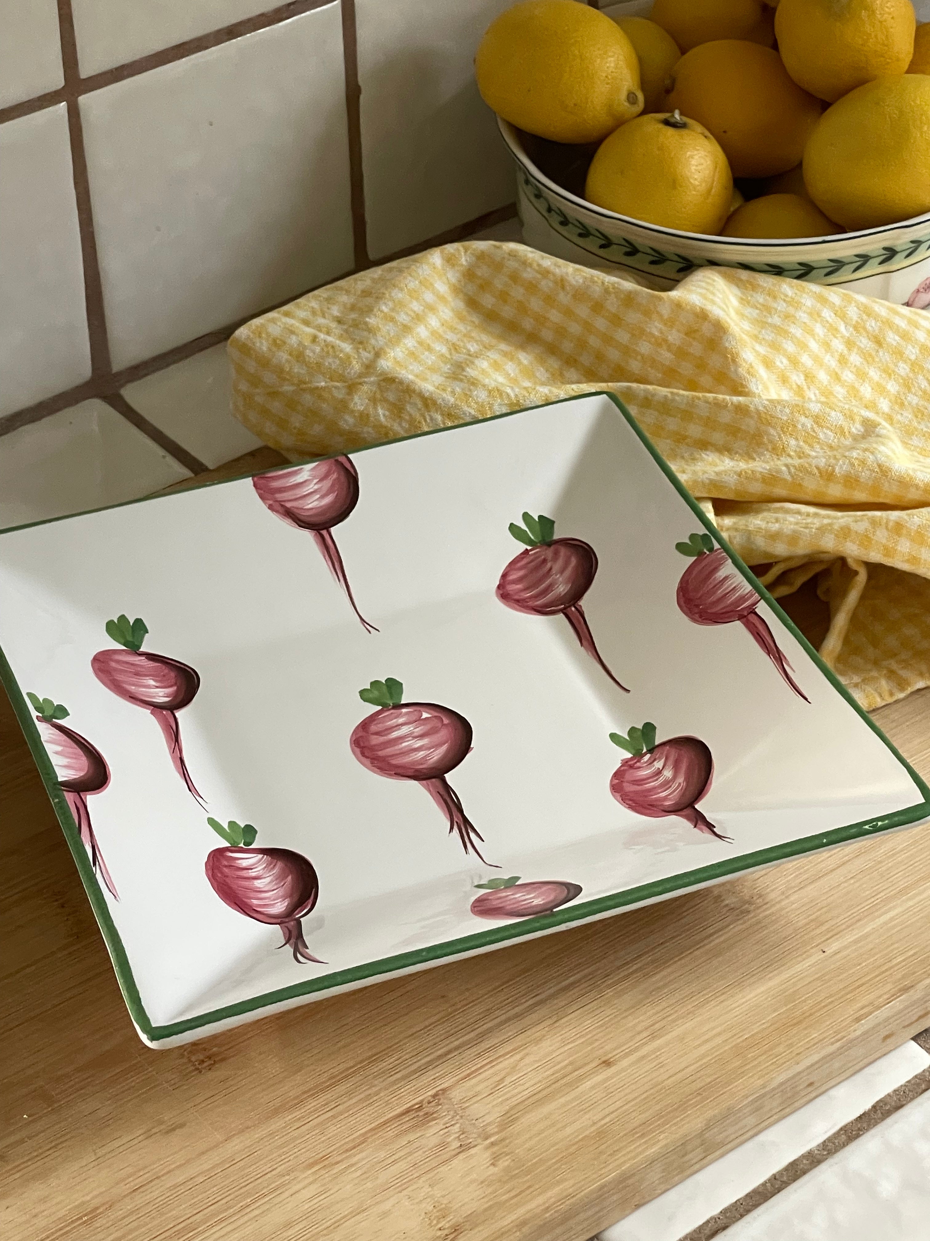 Radish Garden Square Serving Plate