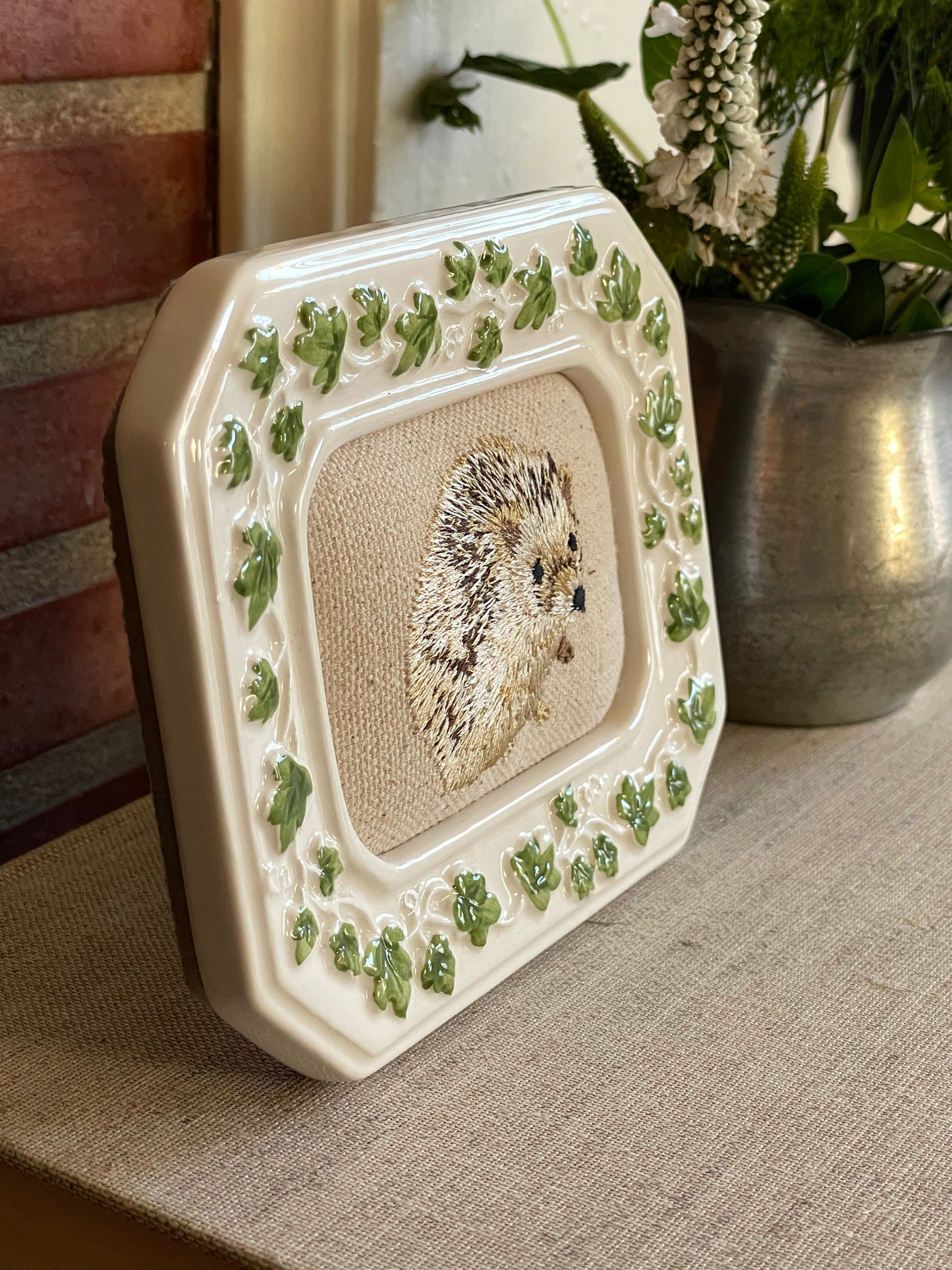 Hedgehog Framed Embroidery Art