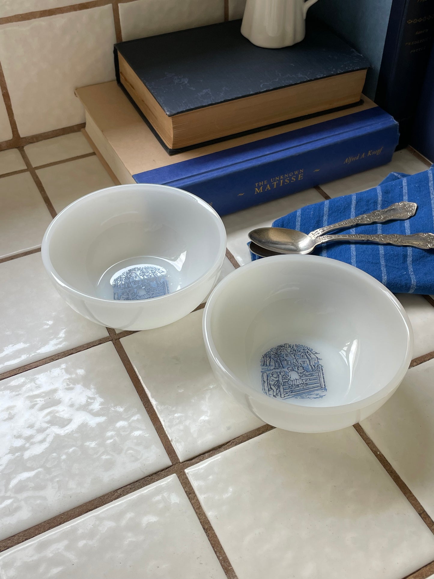 Woodbridge Milk-Glass Bowls, Set of 2