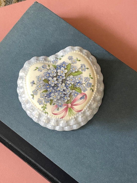 Forget-Me-Not Heart Shaped Trinket Box