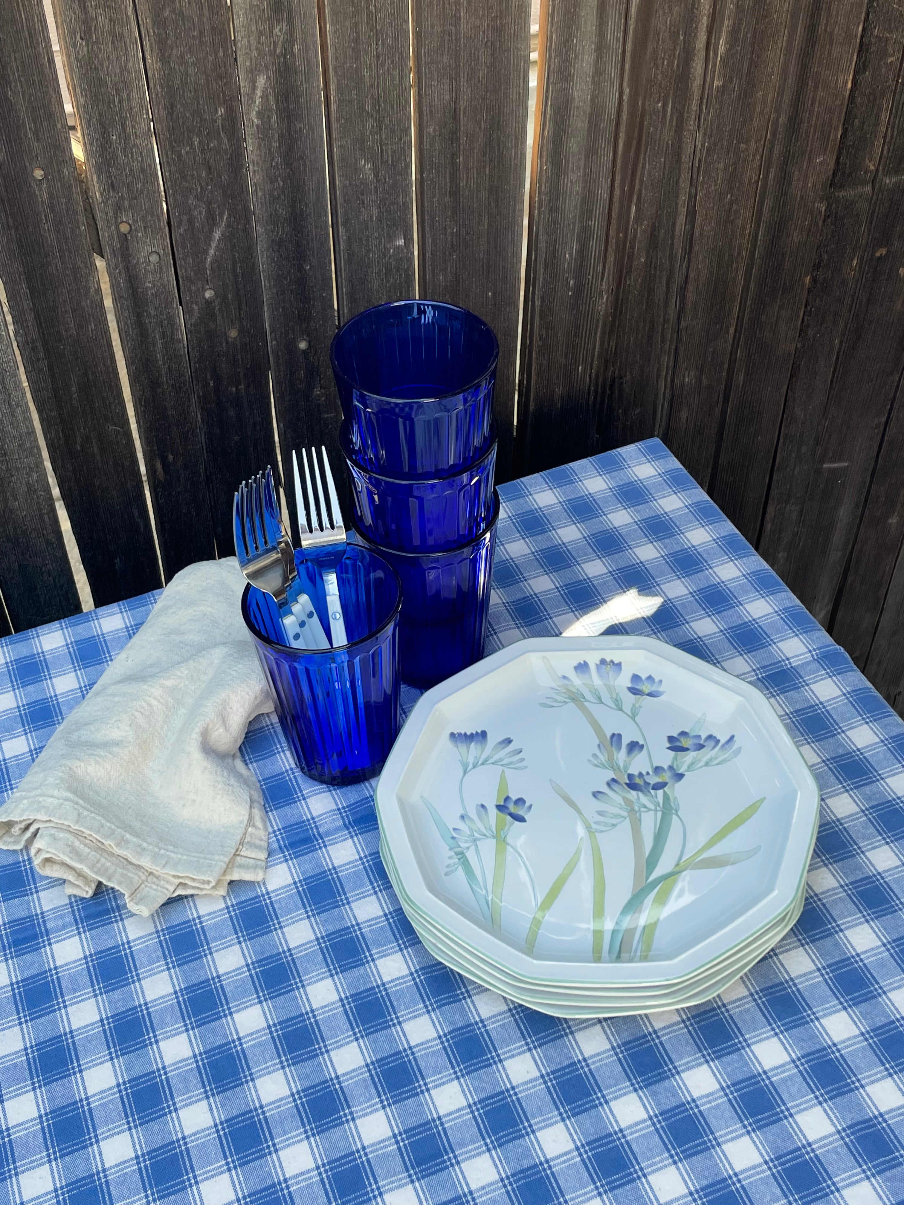 Blue Freesia Plates, Set of 4
