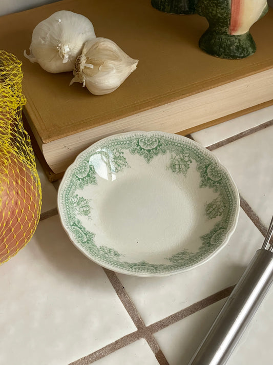 Johnson Bros Green Transferware Trinket Dish