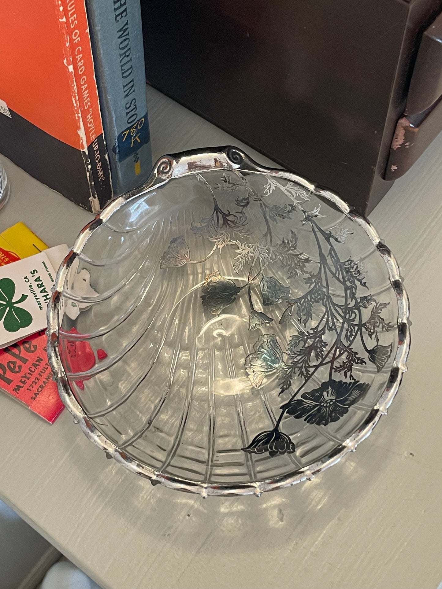Faye Silver Etched Glass Trinket Dish