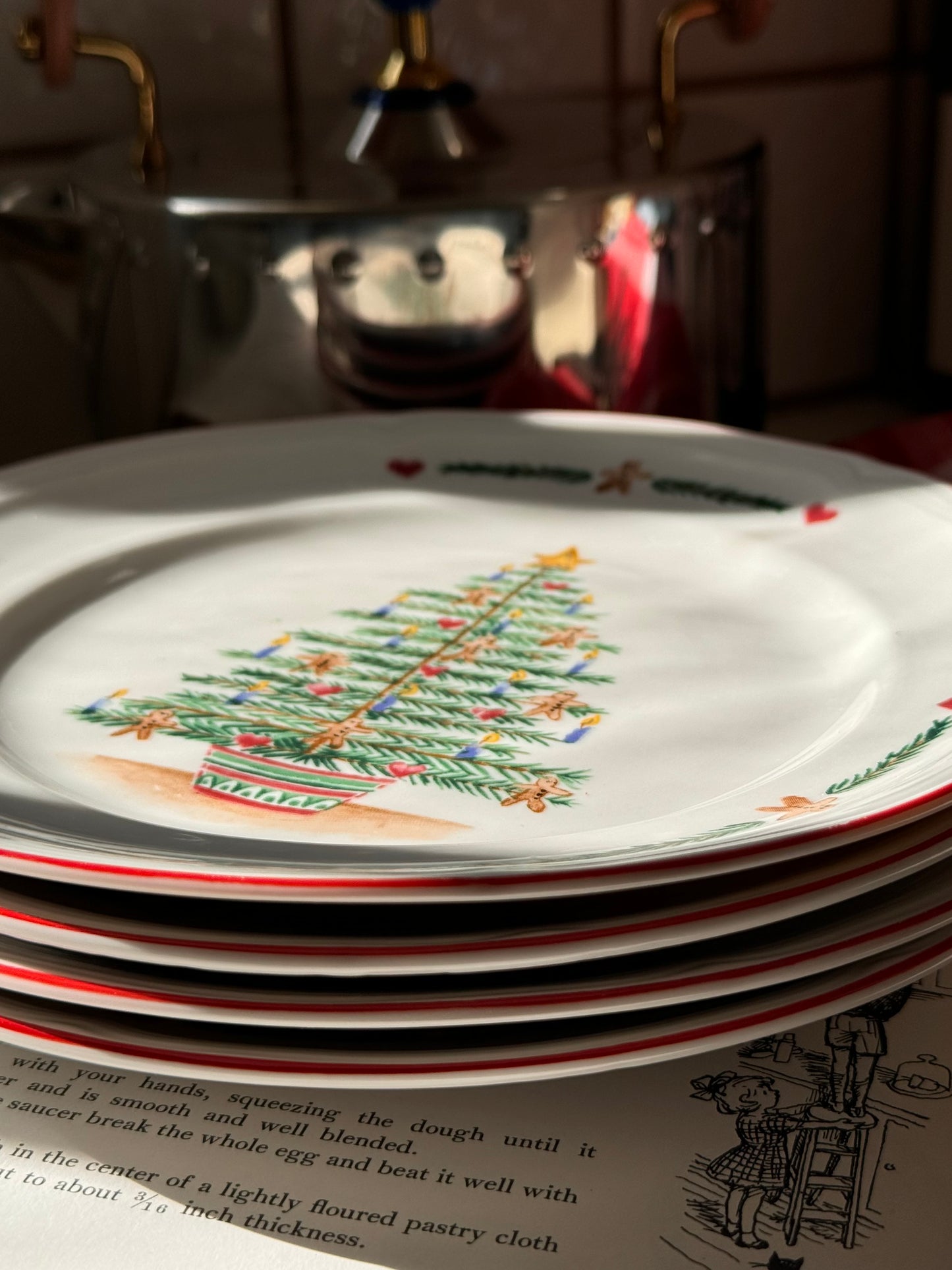 Gingerbread Salad Tree Plates, Set of 4