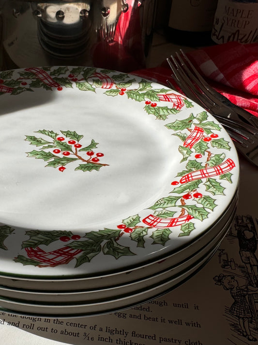 Holiday Ribbon Appetizer Plates, Set of 4