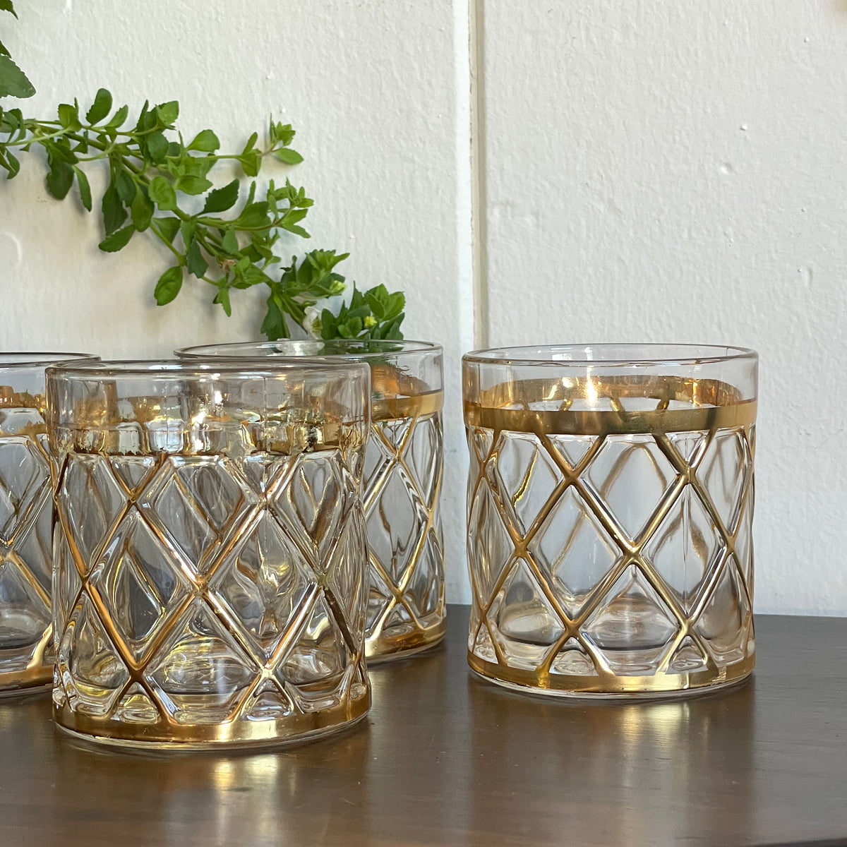 altuzarra gold glass tumblers Joseph Altuzarra 18K Gold Lattice Lowball Glasses, Set of 4