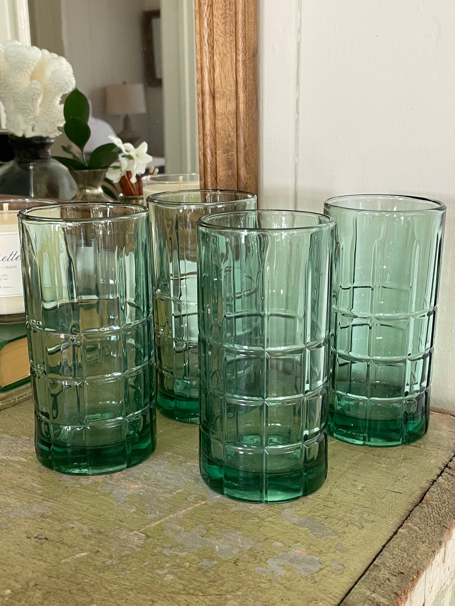 Sea Glass Tartan Iced Tea Glasses