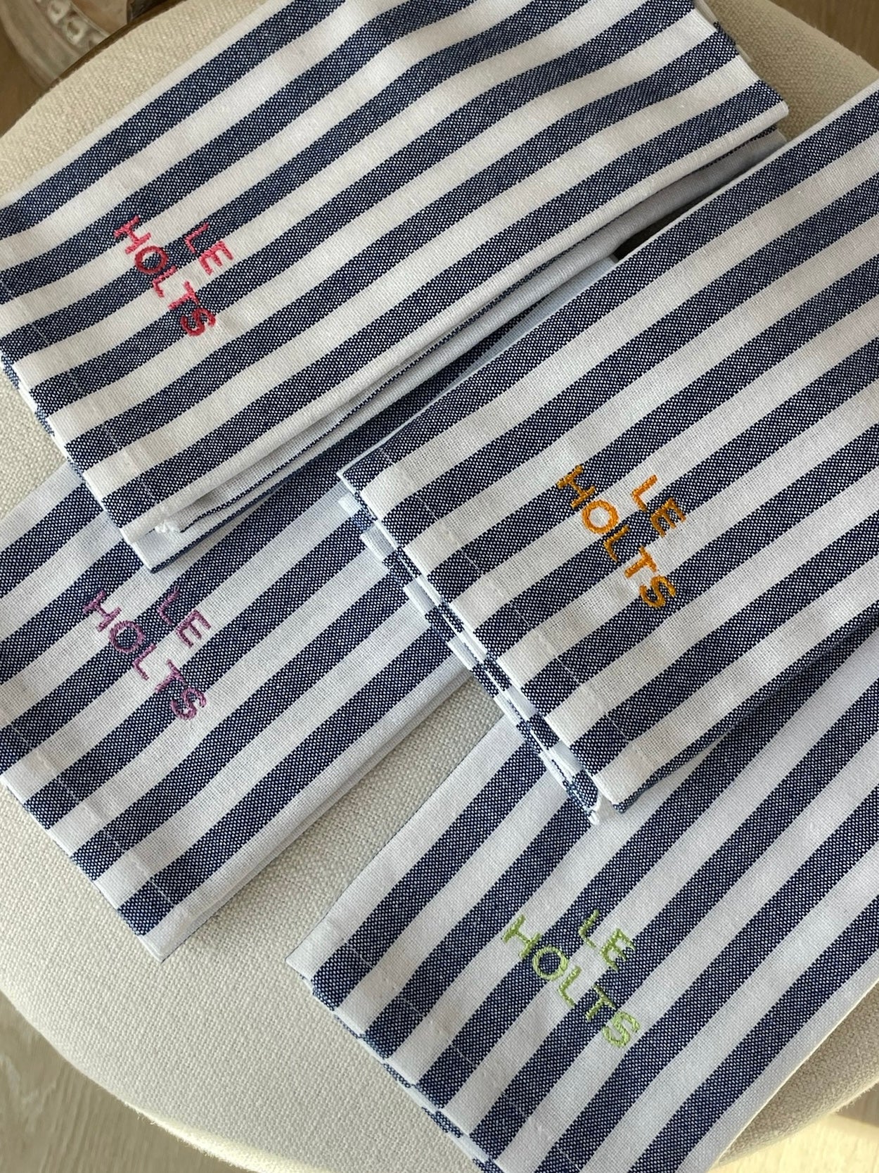 Striped Personalized Dinner Napkin