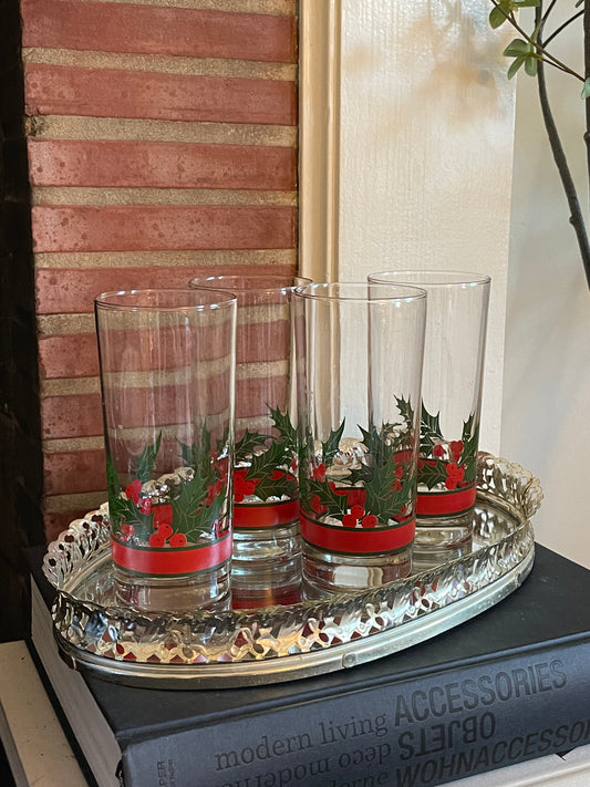 Holly Berry Glasses, Set of 4