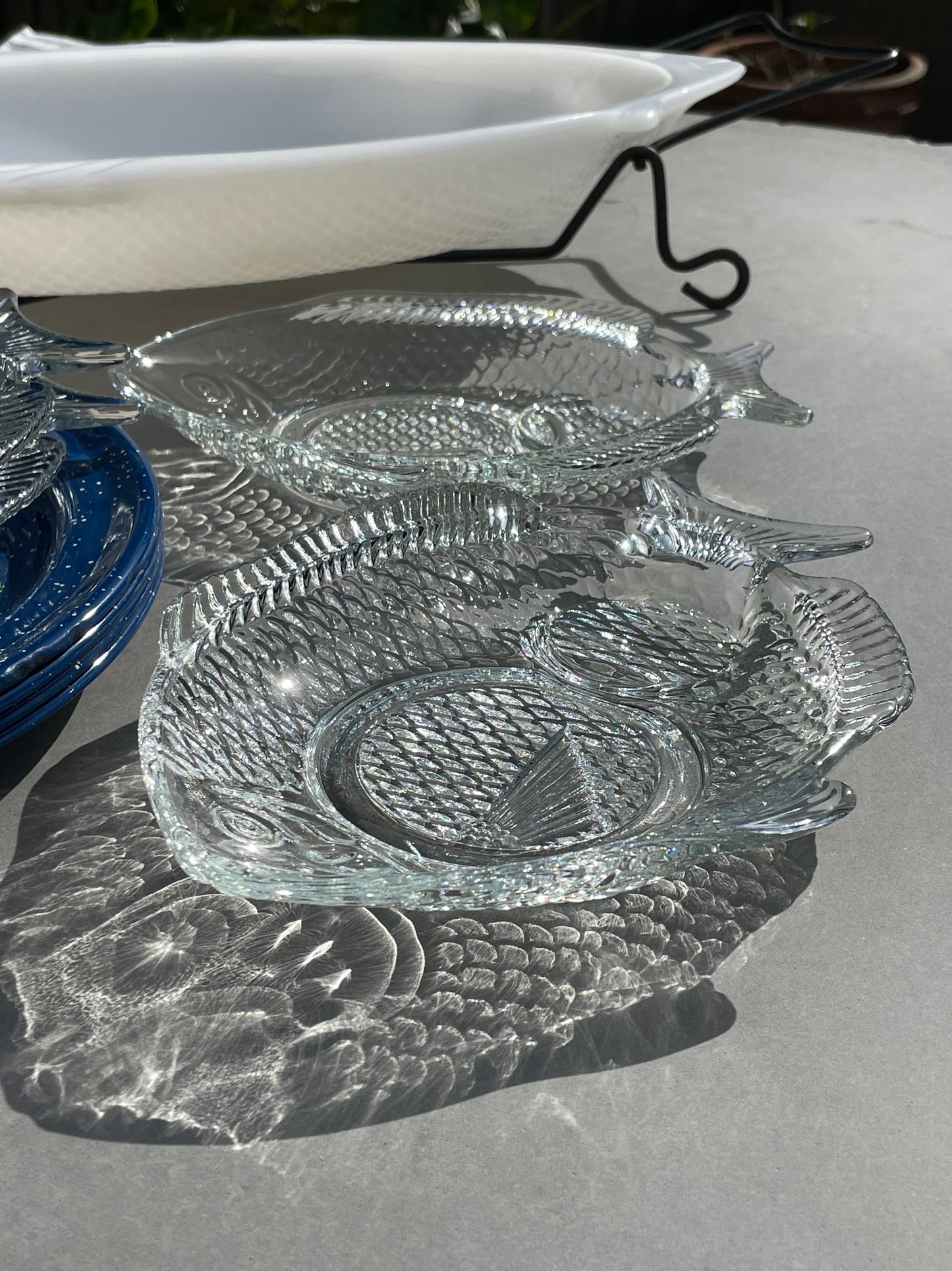 Trawler Fish-Shaped Glass Appetizer Plates