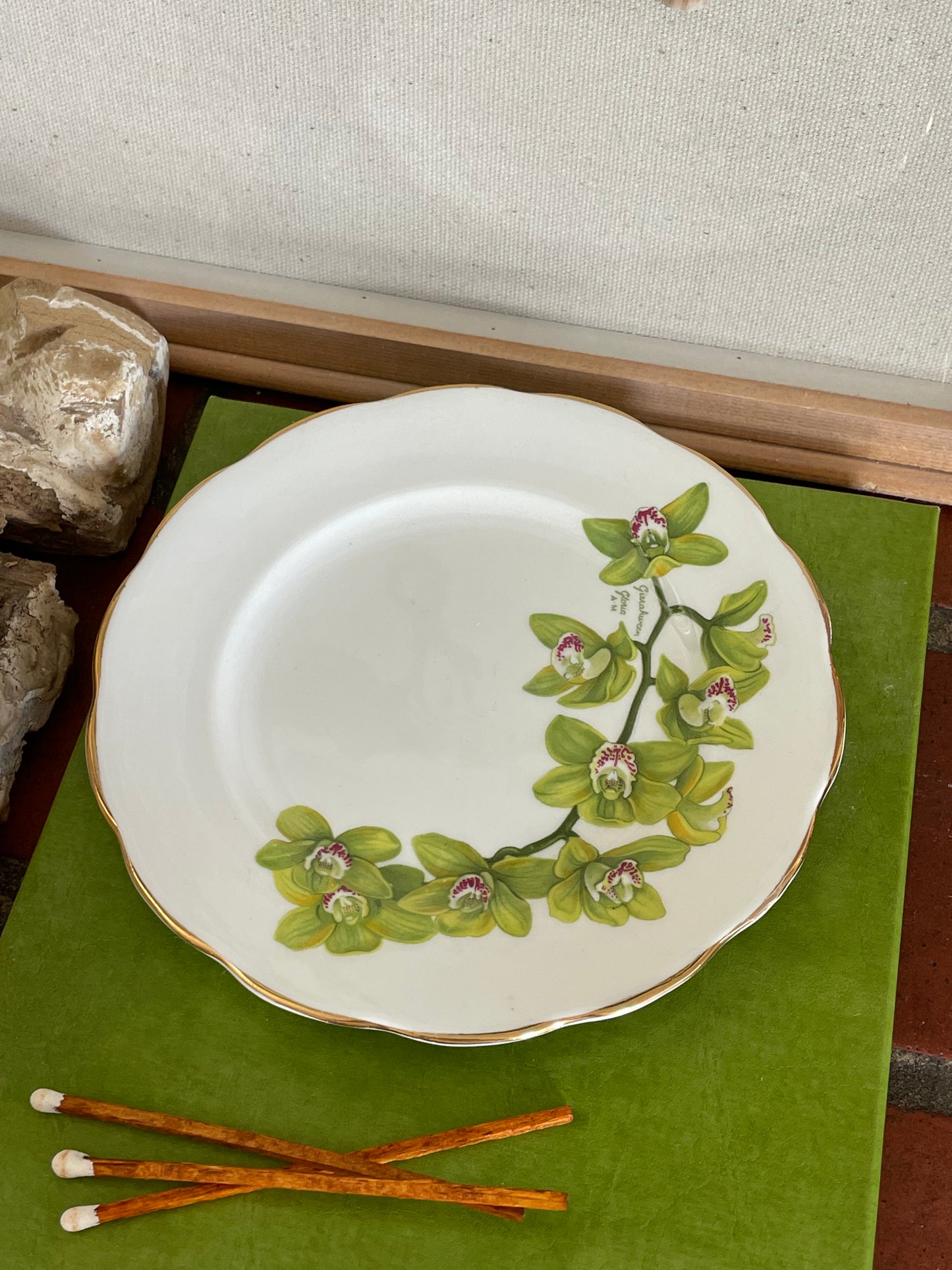 Green Orchid Candle Plate