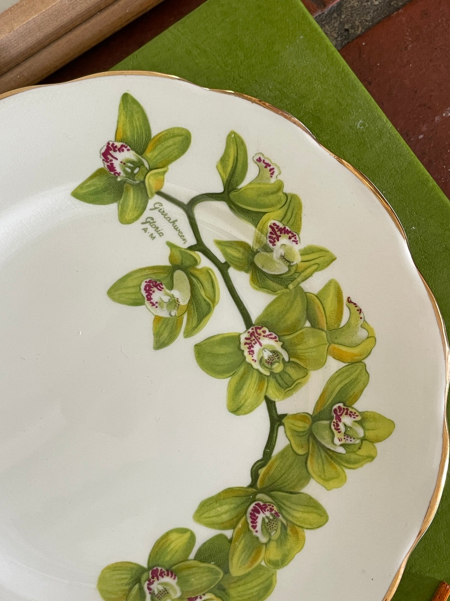 Green Orchid Candle Plate