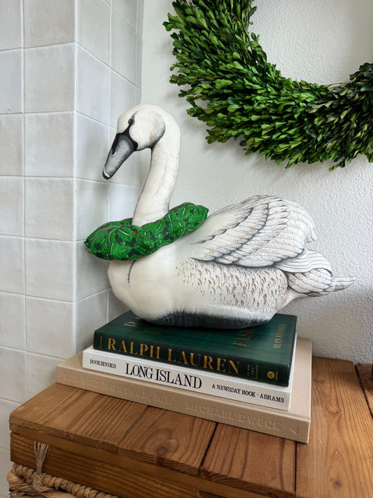 Snow Angel Fabric-Art Stuffed Sewn Swan